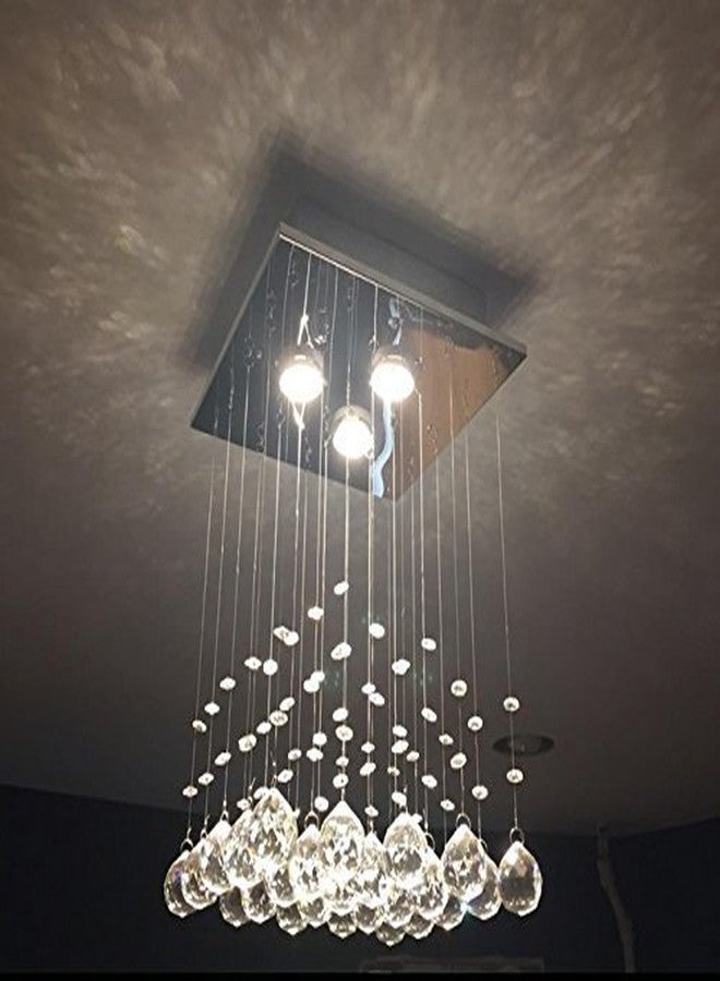 CRYSTA WORLD 4-Lights Modern Chandelier K9 Crystal Chandelier Light Fixture,Modern Flush Mount Ceiling Light Fixtures Raindrop Chandelier for Bedroom,Dining Room,Living Room,H16 x D14 - Image 3